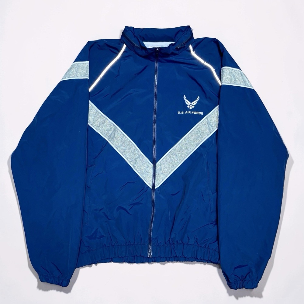 Vintage US Air Force PTU Reflective Running Jacket Sz XL Regular Blue Skilcraft